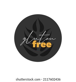 Glutenfreies Vektorsymbol. Grauweißes gelbes, einzeln auf transparentem Hintergrund. Circle Symbol für Lebensmittel, Produktaufkleber, Allergie, Ernährung, Design-Element