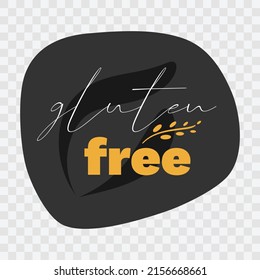 Gluten Free vector icon. Isolated grey white yellow label on transparent background. Symbol for food, product sticker, allergy, diet, design element