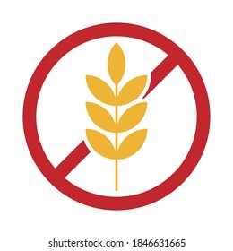 Gluten Free Vector Icon. No Wheat Or Grain Symbol. Food Allergy And Celiac Sign. Package Ingredients Logo Label. Diet And Nutrition Stamp Clip-art.