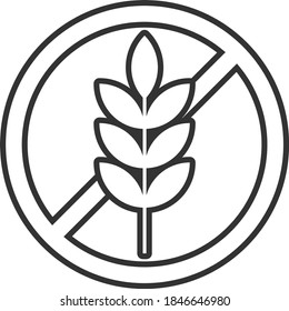 Gluten free vector icon. No wheat or grain symbol. Food allergy and celiac sign. Package ingredients logo label. Diet and nutrition stamp clip-art.