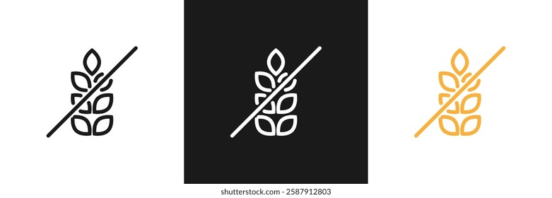 Gluten free vector icon. Non gluten label. Grain free illustration, logo, symbol, sign, stamp, tag, emblem, mark or seal for product packaging.