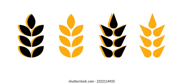 Gluten free vector icon set. Wheat grains isolated on white background. No gluten symbol vector.	