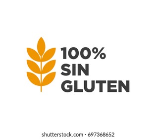 Gluten free vector icon. Written in Spanish.