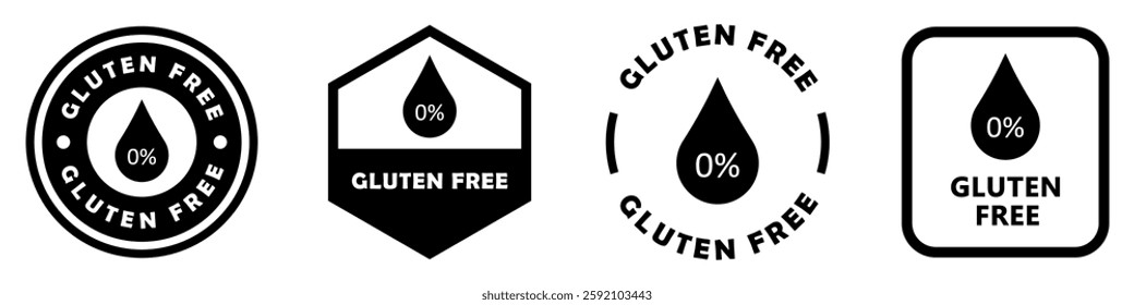 Gluten free - vector icons for healthy food packaging. Vector isolated on white.