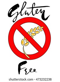Gluten free vector label. Handwritten grunge lettering. Vector illustration.