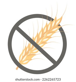 Gluten free vector stock illustration.  label for cafe menu, restaurant, t shirt, healthy food icon, natural organic nutrition ta, vegan product. Isolated on a white background.