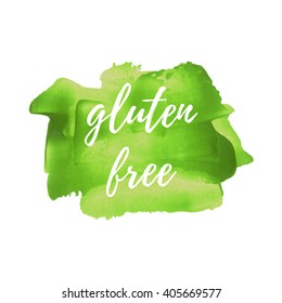 Gluten Free vector word, text, icon, symbol, poster, logo on hand drawn green paint background illustration