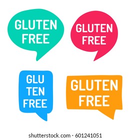 Gluten free.Hand drawn speech bubbles. Vector set of icon illustration on white background.