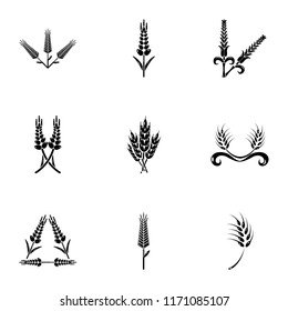 Gluten icons set. Simple set of 9 gluten vector icons for web isolated on white background