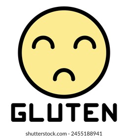 Gluten intolerance emoji icon outline vector. Free food. Milk lactose color flat