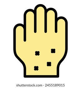 Gluten intolerance hand skin icon outline vector. Food allergy. Organic gmo color flat