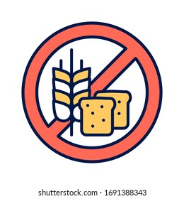 Gluten line color icon. Allergenic ingredient. Food intolerance. Pictogram for web page, mobile app, promo.Editable stroke.