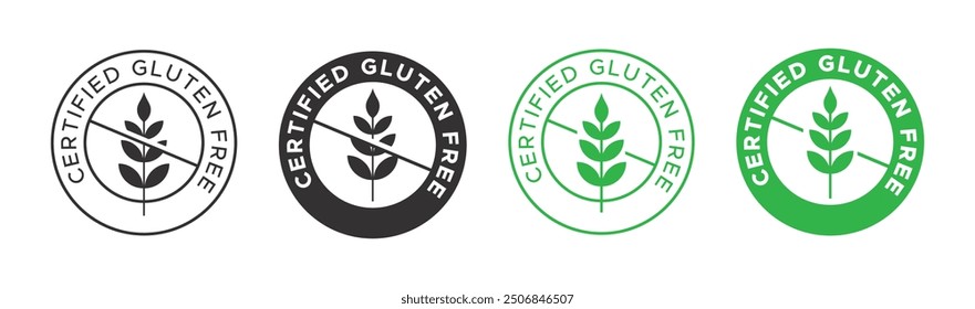Gluten-Free Badge Vector Set - black and white and green Modern and Stylish Gluten-Free Labels for Food Packaging, Menus, and Health-Conscious Branding
