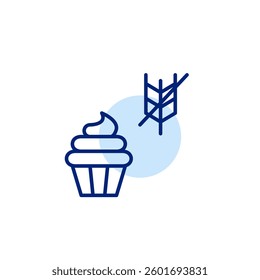 Gluten-free cupcake. Pixel perfect, editable stroke vector icon