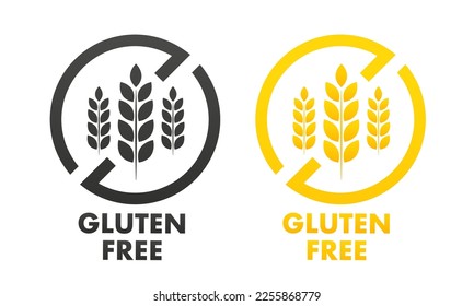 Gluten-free icon. Wheat symbols for gluten-free packaging or dietary food sign. Free food label or sticker flat. Vector illustration
