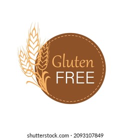Gluten-free in the logo design of organic healthy foods isolated on white. Dough without harmful substances vector illustration in flat style with wheat logo and text