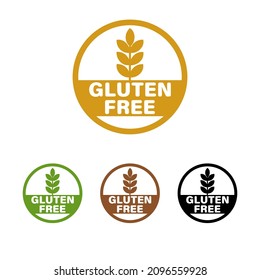 Gluten-free in the logo design of organic healthy foods isolated on white. Dough without harmful substances vector illustration in flat style with wheat logo and text