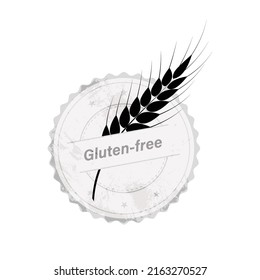 Gluten-free printing with wheat spike, vector on white background