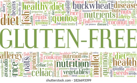Gluten-free vector illustration word cloud isolated on a white background.	