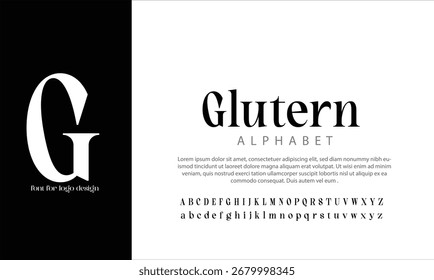 Glutern Serif Vector alfabeto fuente para diseño de logotipo