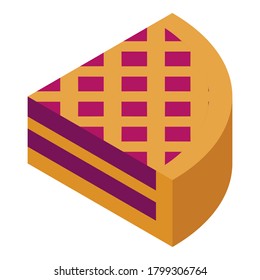 Icono de pastel de manzana de gula. Isométrico del icono del vector del pie de manzana de la guinda para el diseño web aislado en fondo blanco