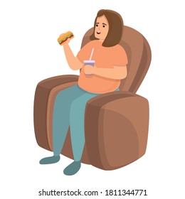 Gluttony armchair fast food icon. Cartoon of gluttony armchair fast food vector icon for web design isolated on white background
