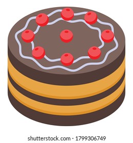 Gluttony chocolate cake icon. Isometric of gluttony chocolate cake vector icon for web design isolated on white background