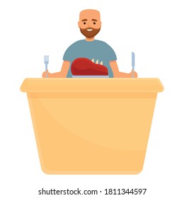 Gluttony fresh meat icon. Cartoon of gluttony fresh meat vector icon for web design isolated on white background