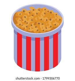 Icono de la canasta de palomitas de goma. Isométrico icono vectorial de cesta de palomitas para el diseño web aislado en fondo blanco