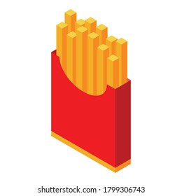 Gluttony potato fries icon. Isometric of gluttony potato fries vector icon for web design isolated on white background