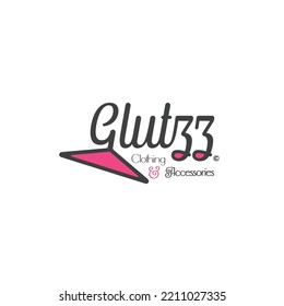 los textos de la plantilla del logotipo glutzz colgan boceto de textos estilizados.