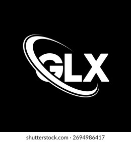 Logo da GLX. Letra GLX. Design do logotipo da letra GLX. Logotipo inicial GLX ligado com círculo e monograma maiúsculo. Tipografia GLX para marca de tecnologia, negócios e imóveis.