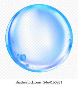 Glycerin Water Drop Background In Vector Illustration, White Beauty Circle With Blue Splash, Transparent Balloon, Oil And Glass Bubble For Cosmetic Body Care, Skincare Serum And Hydration Design.