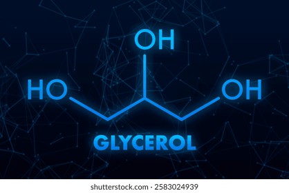 Glycerol Molecular Structure with Plexus Effect Representing Chemical Bonds