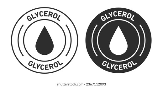 Símbolo de vector redondeado de glicerol conjunto sobre fondo blanco