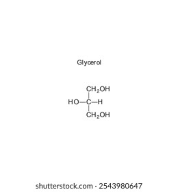 Diagrama de estrutura esquelética de glicerol. Molécula orgânica molécula composta ilustração científica.