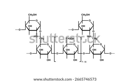 Glycogen structural formula, vector illustration