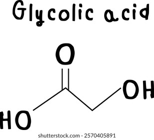 Glycolic acid,chemical structure of Glycolic acid AHA alpha Hydroxy acid illustration on transparency background