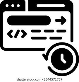 Glifo do histórico de prompts do AI usado para visualizar comandos anteriores. Útil para design de interface e visualização de log de prompt.