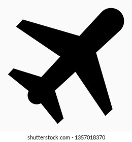 Glyph airplane vector icon