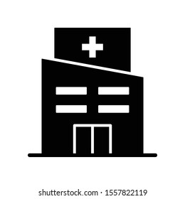 Glyph Art Hospital Building Icon Vector Design Template. Simple Hospital Icon Vector