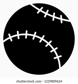 Glyph baseball ball vector icon