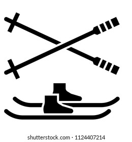 Glyph beautiful ski pole vector icon