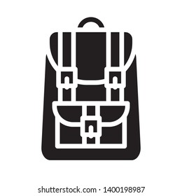 glyph black flat backpack icon symbol sign, vector, eps 10