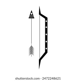 Ilustración vectorial de arco y flecha de glifo