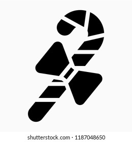 Glyph candy cane pixel perfect vector icon