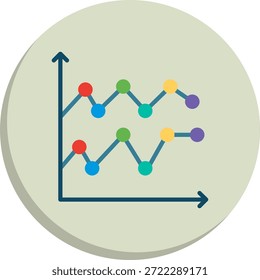 Glyph Chart Flat Circle Style Icon