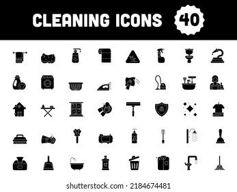 Glyph Cleaning Icon Or Symbol In Flat Style.