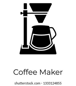 Glyph coffee maker icon, coffee beater vector 