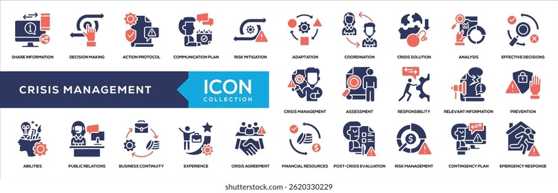 Glyph Color Crisis Management Icon Collection